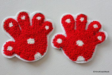 2 x Red Hands Palms Applique Patches